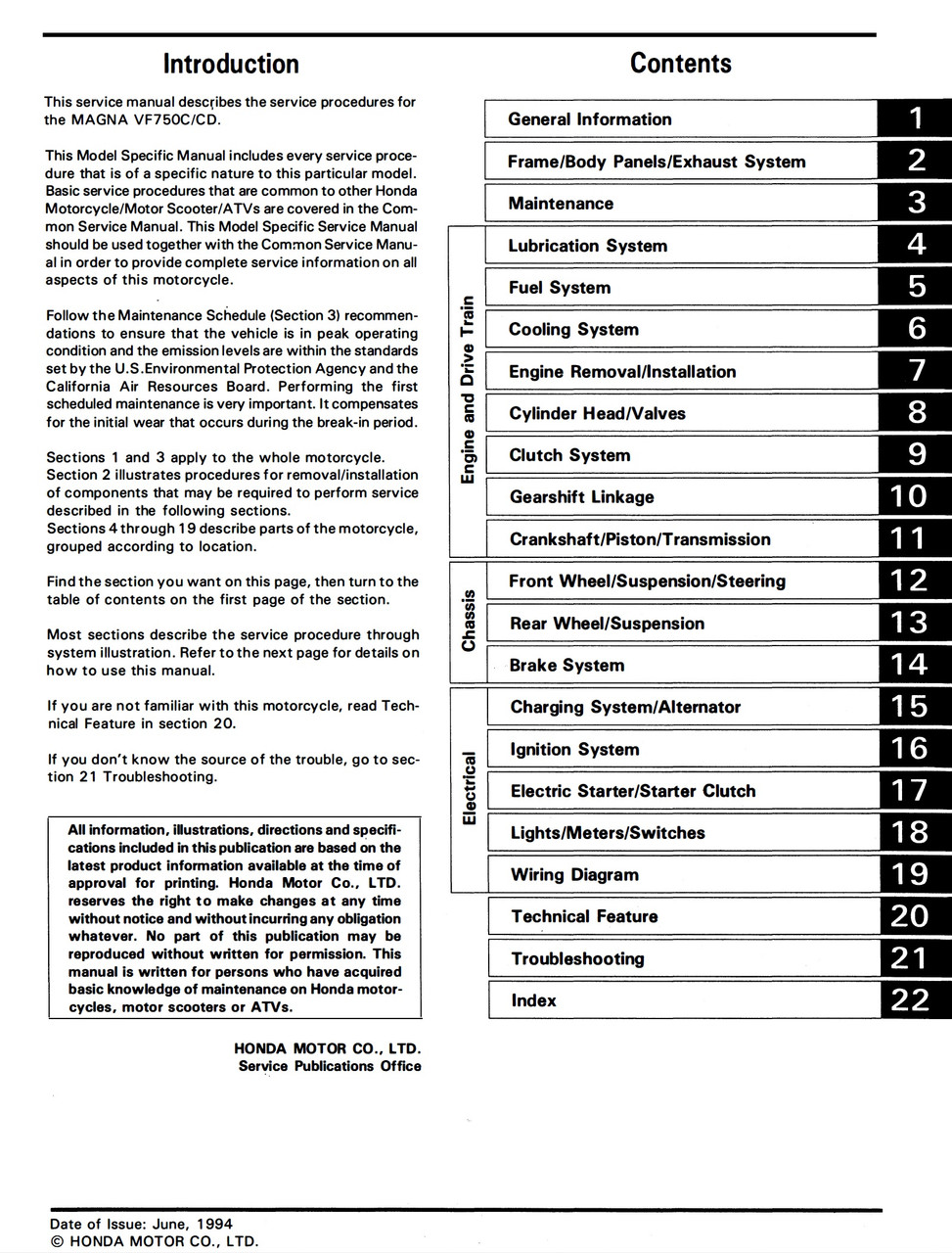 Honda 1999 Magna 750 Service Manual